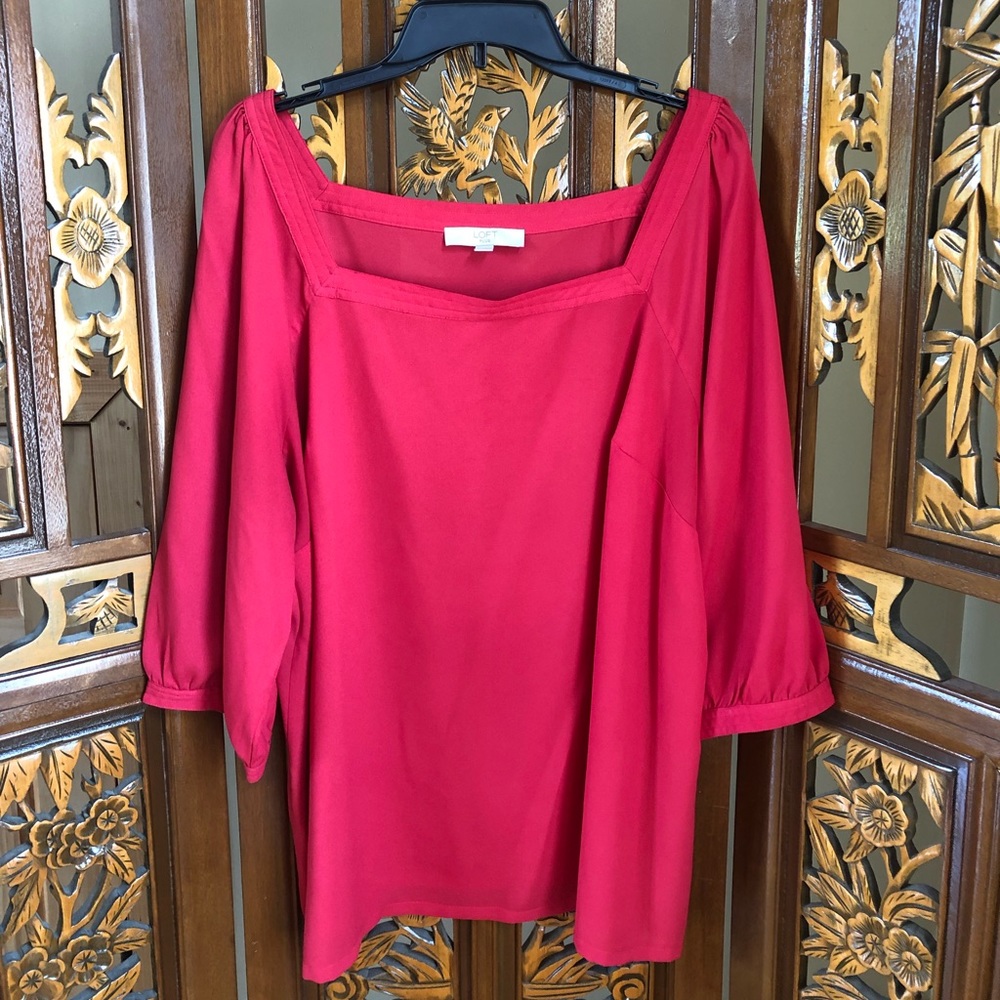 Loft Square Neck 3/4 Sleeve Blouse Size 18